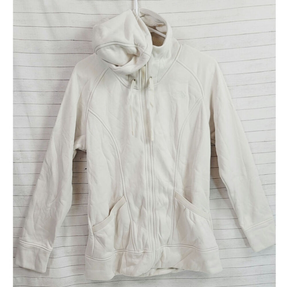 THE NORTH FACE MATTEA ZIPPER PARKA SWEATSHIRT in GARDENIA WHITE, SZ LARGE